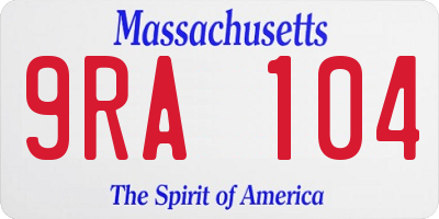 MA license plate 9RA104