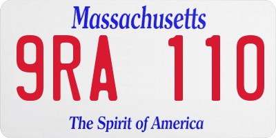 MA license plate 9RA110
