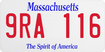 MA license plate 9RA116