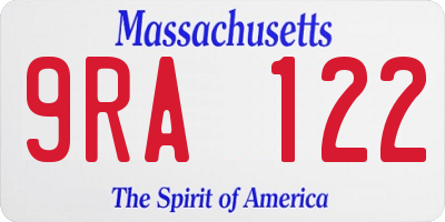 MA license plate 9RA122