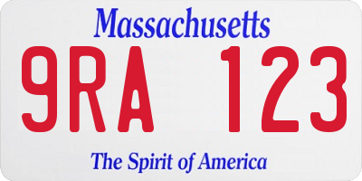 MA license plate 9RA123