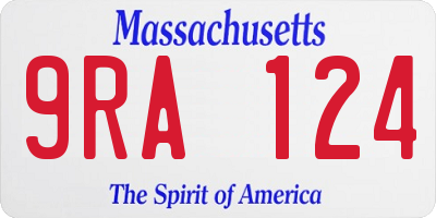 MA license plate 9RA124