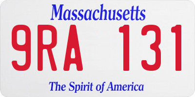 MA license plate 9RA131