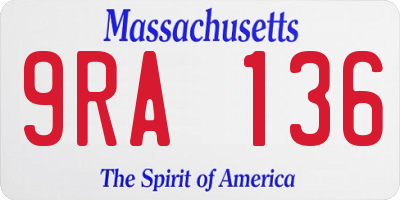 MA license plate 9RA136