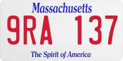 MA license plate 9RA137