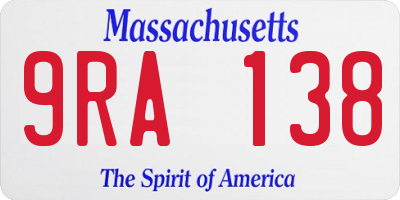 MA license plate 9RA138