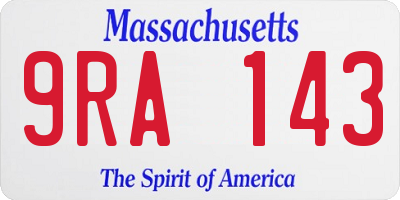 MA license plate 9RA143