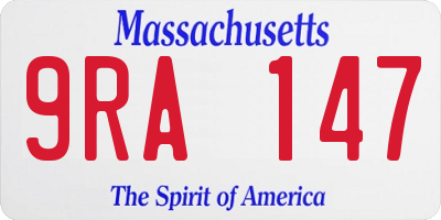 MA license plate 9RA147