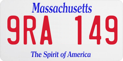 MA license plate 9RA149