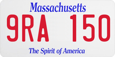 MA license plate 9RA150