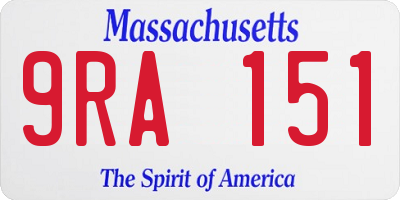 MA license plate 9RA151