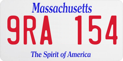 MA license plate 9RA154