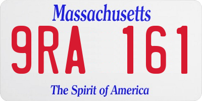 MA license plate 9RA161
