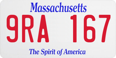MA license plate 9RA167