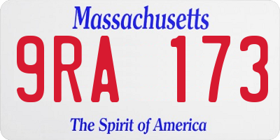 MA license plate 9RA173