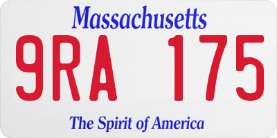 MA license plate 9RA175