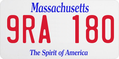 MA license plate 9RA180