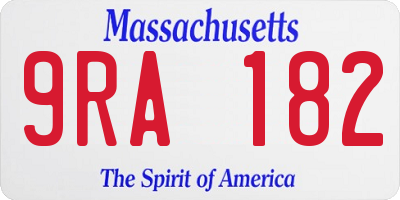 MA license plate 9RA182