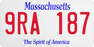 MA license plate 9RA187