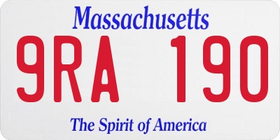 MA license plate 9RA190