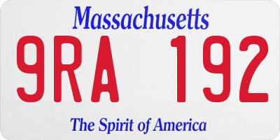 MA license plate 9RA192