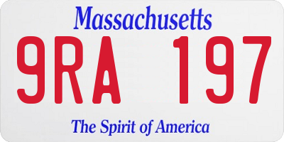 MA license plate 9RA197