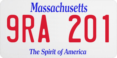 MA license plate 9RA201