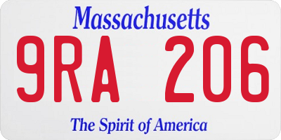 MA license plate 9RA206