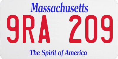 MA license plate 9RA209