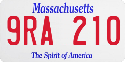 MA license plate 9RA210
