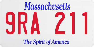 MA license plate 9RA211