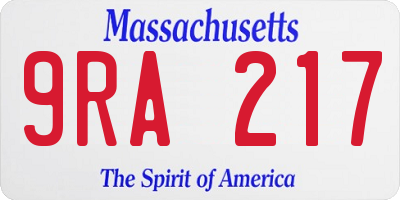 MA license plate 9RA217