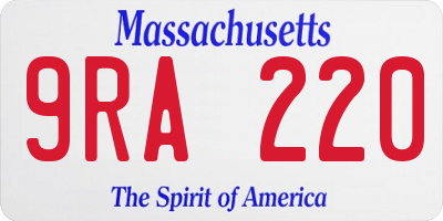 MA license plate 9RA220