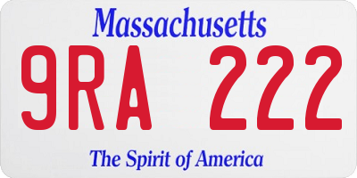 MA license plate 9RA222
