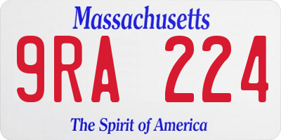 MA license plate 9RA224
