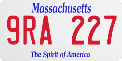 MA license plate 9RA227