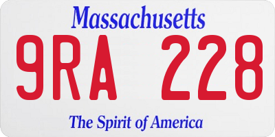 MA license plate 9RA228