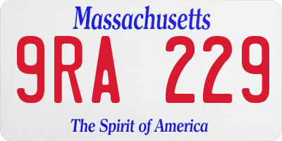 MA license plate 9RA229