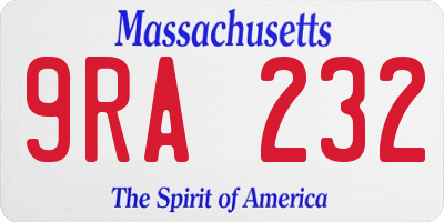 MA license plate 9RA232