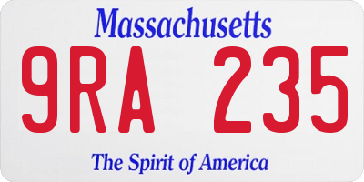 MA license plate 9RA235