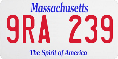 MA license plate 9RA239