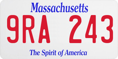 MA license plate 9RA243
