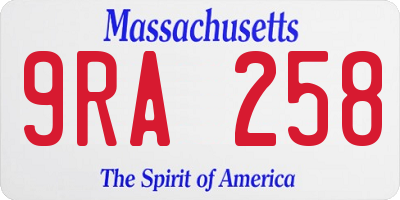 MA license plate 9RA258