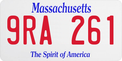 MA license plate 9RA261