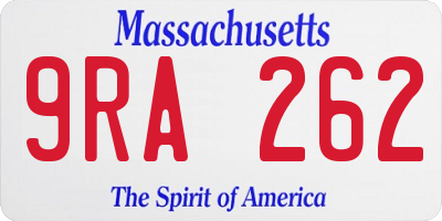 MA license plate 9RA262