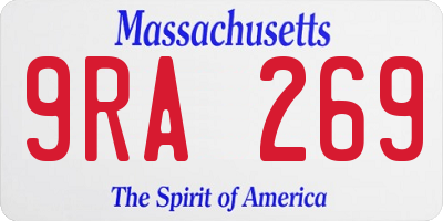MA license plate 9RA269