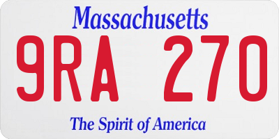 MA license plate 9RA270