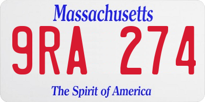 MA license plate 9RA274