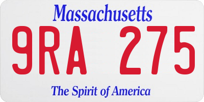 MA license plate 9RA275