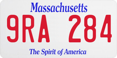MA license plate 9RA284